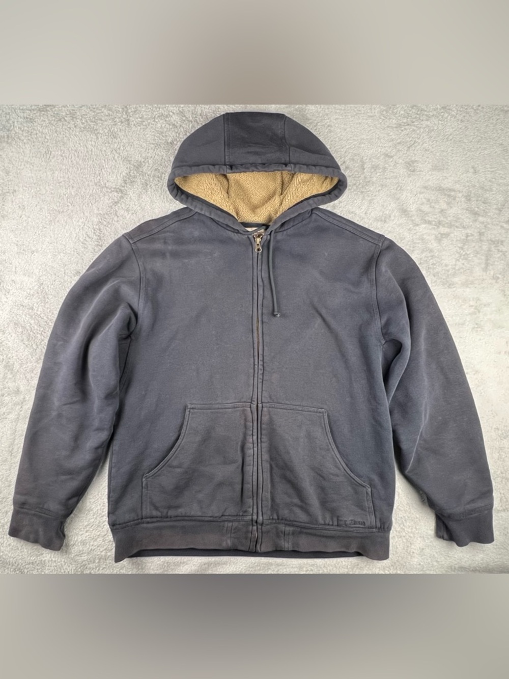 Katahdin Iron Works L.L. Bean Hoodie Mens M Navy Sherpa Lined Full Zip Heavy